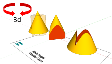Geometry; Solids with curved surfaces; Cone, trihedral; Solid - intersection